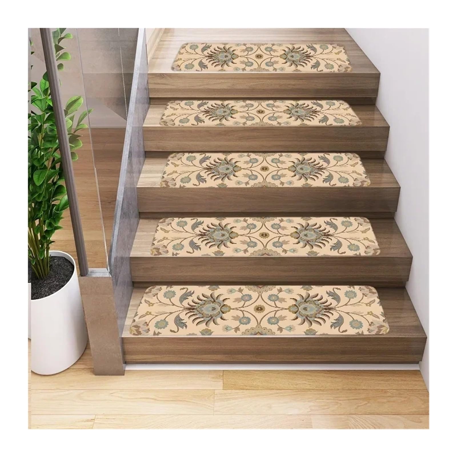 4 Alfombras antideslizantes para escaleras de 20x80 cm lavables en lavadora
