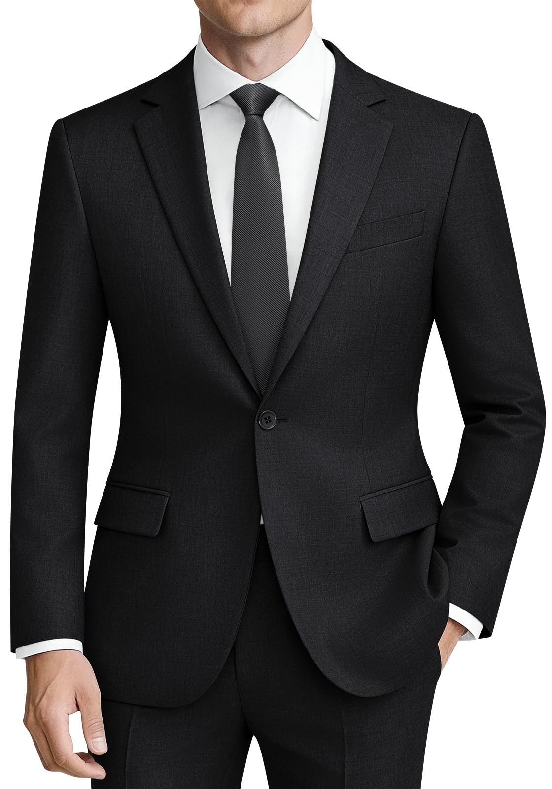 Traje de Hombre 2 Piezas Slim Fit con Un Botón Traje de Boda de Negocios Revers de Punta Chaqueta Pantalone