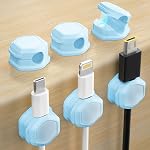 6-Pack Magnetic Cable Clips - Cable Holder - Cable Organizer for Desktop - Cable Management for Desktop, Nightstand, Phone Charger, Computer, Home, Office, Car