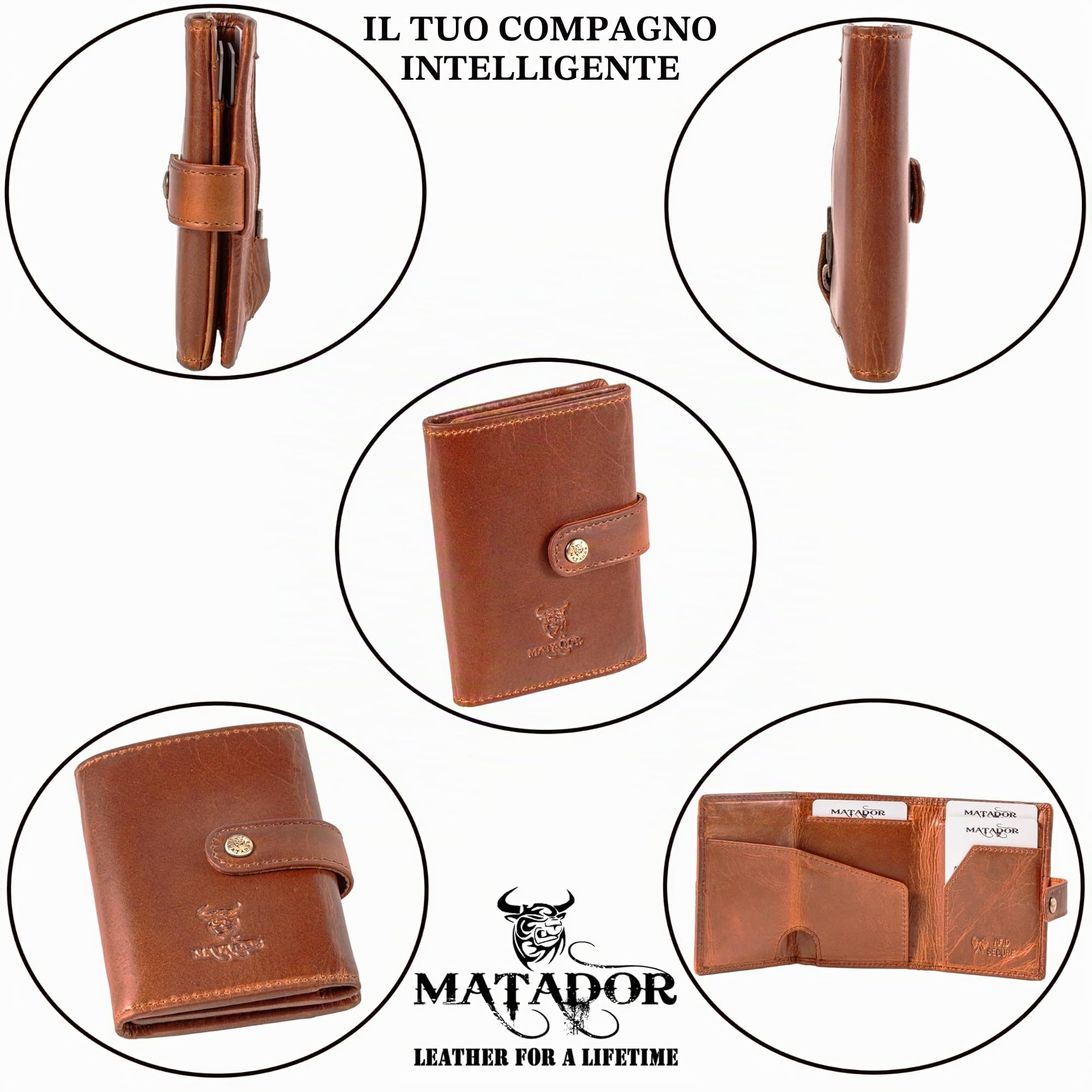 MATADOR Portafoglio Slim Manchester in Pelle da Uomo
