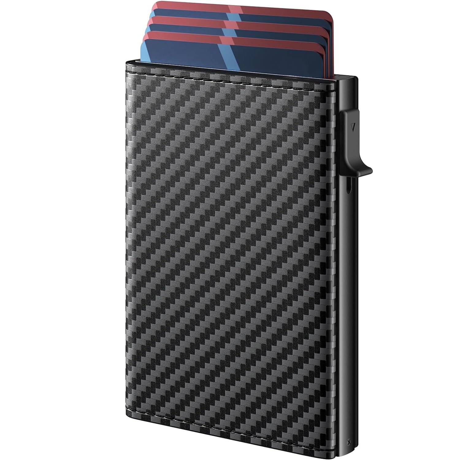 Portafoglio Sottile In Metallo Per Uomo - Alluminio Con Clip Per Soldi E Protezione RFID - Porta Carte Pop-Up Minimalista - Nero, Dimensioni 10x6,5x0,9 Cm