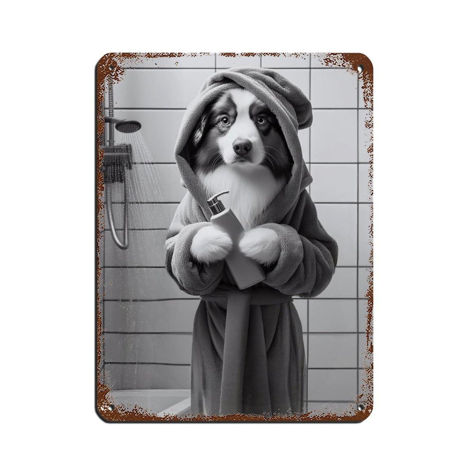Australian Shepherd Bathroom Art Poster Retro Poster Metal Tin Sign Chic Art Retro Iron Painting Bar People Cave Cafe Family Garage Poster Wall Decoration 12x16inch(30x40cm)