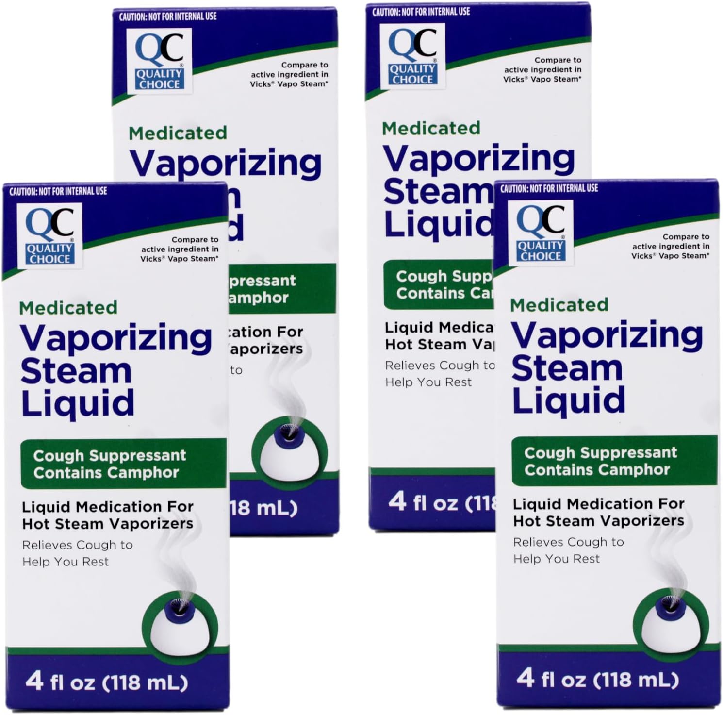 Quality Choice Medicated Vaporizing Steam Liquid, 4 Ounces Each (4)