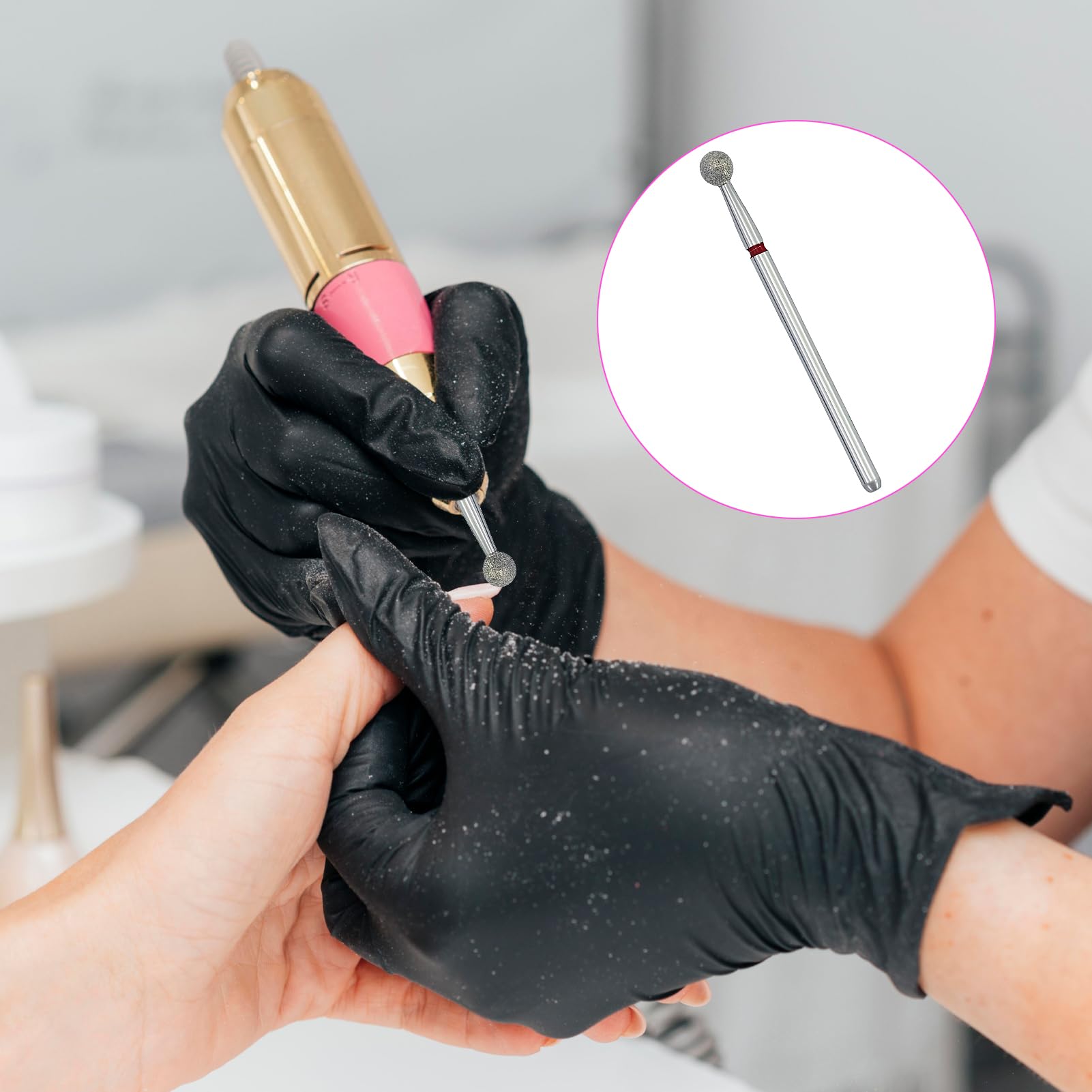 Set di punte per fresa per unghie rotonde, forma sferica, per la pulizia delle cuticole, trapano professionale e sicuro per cuticole per manicure salone per la rimozione delle cuticole pedicure