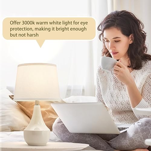 Miniatura 3 de GyroVu Juego de 2 lámparas de mesa de cerámica de 18.63 pulgadas, lámpara clásica para mesita de noche, lámpara moderna para sala de estar,