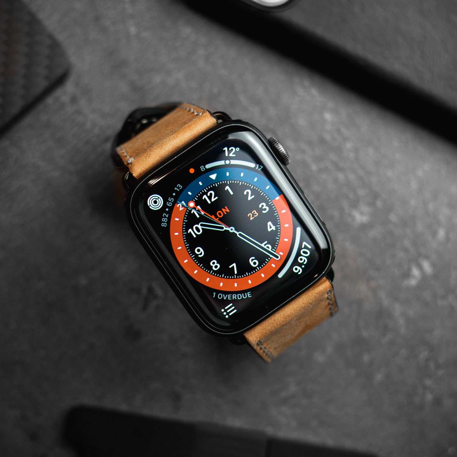 Armband HOHELUFT | kompatibel mit Apple Watch 1-9, SE | Leder | für Damen und Herren | Sport | Cognac