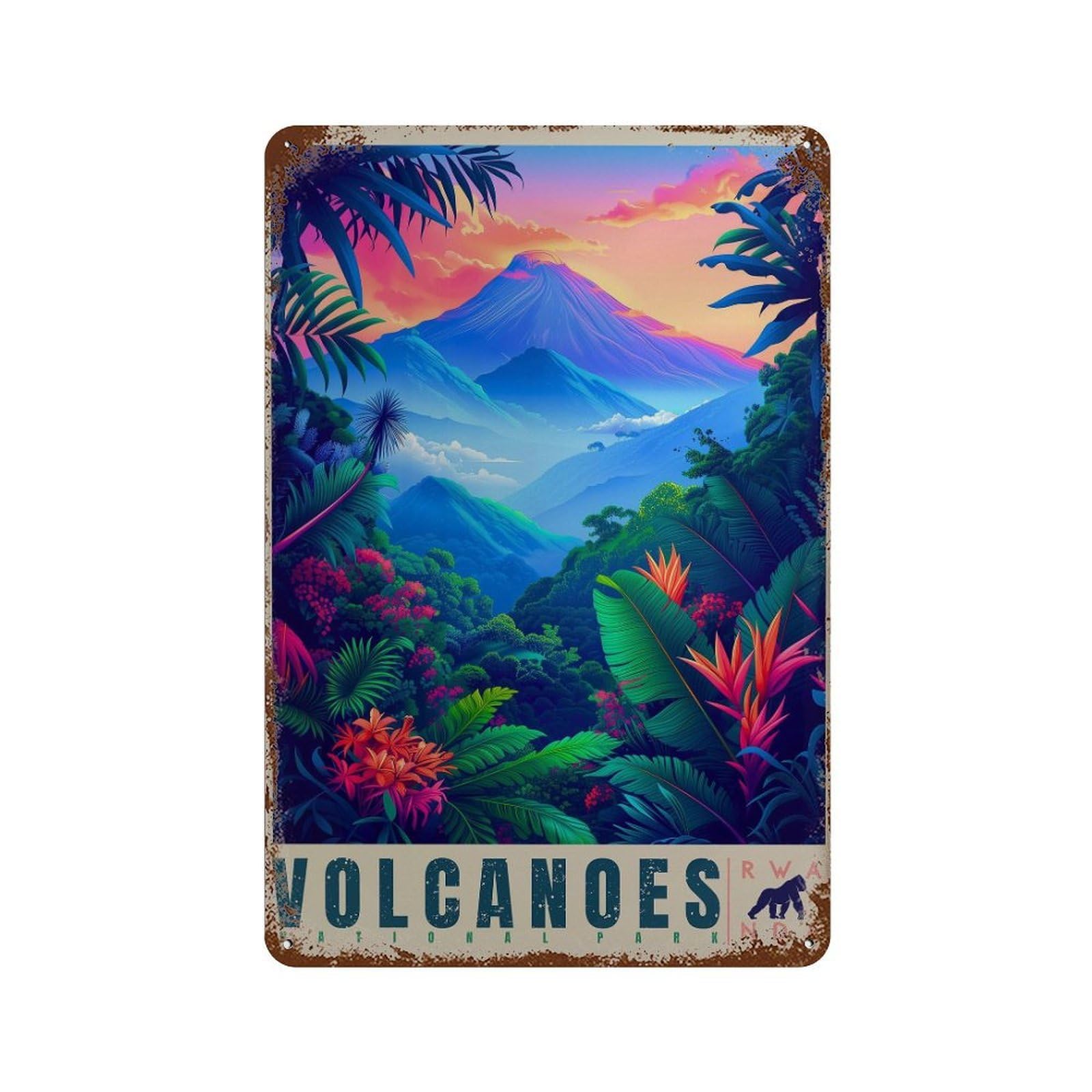 xiaoxiaoshen Volcanoes National Park Rwanda Travel Africa (2) Wall Decor Art Metal Tin Poster Modern Home Decor Art Home Bar Shop Decorations Vintage Sign 30x20cm