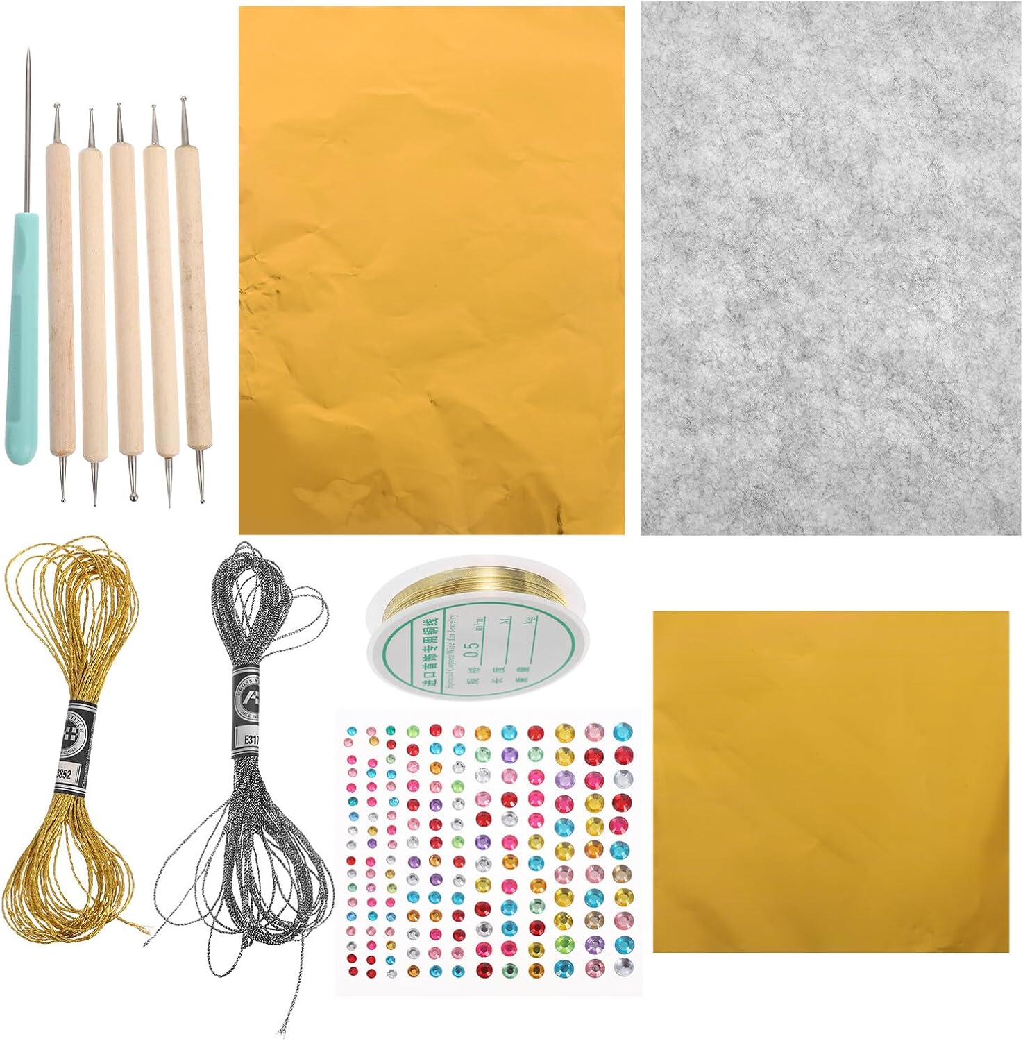 Hoement Gold Foil Sheets 70 Micron Thick Metallic Gold Craft Foil for DIY Christmas Decorations and Scrapbooking Art Projects Random Color