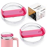 Fabenyok 40 OZ Tumbler Lid Replacement Fit for Stanley Cup, 2 Pack Clear Replacement Lids Fit for Stanley Travel Tumbler, Spill Proof Tumbler Covers for Stanley Cup Accessories (Clear - Hot Pink)