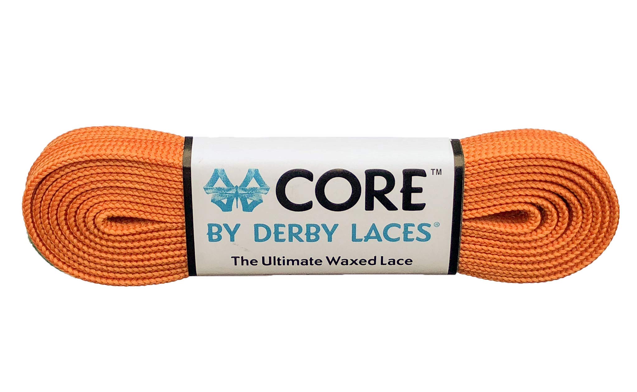 Derby Laces CORE Narrow 6mm Waxed Lace for Figure Skates, Roller Skates, Boots, and Regular Shoes (Carrot Orange, 45 Inch / 114 cm) — image 1