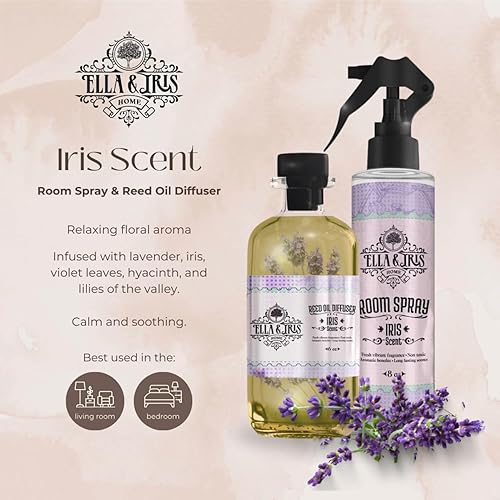Miniatura 2 de Ella & Iris Home Aceite difusor de varillas con aroma a iris, difusor de aceite de lavanda relajante de larga duración para el hogar y la