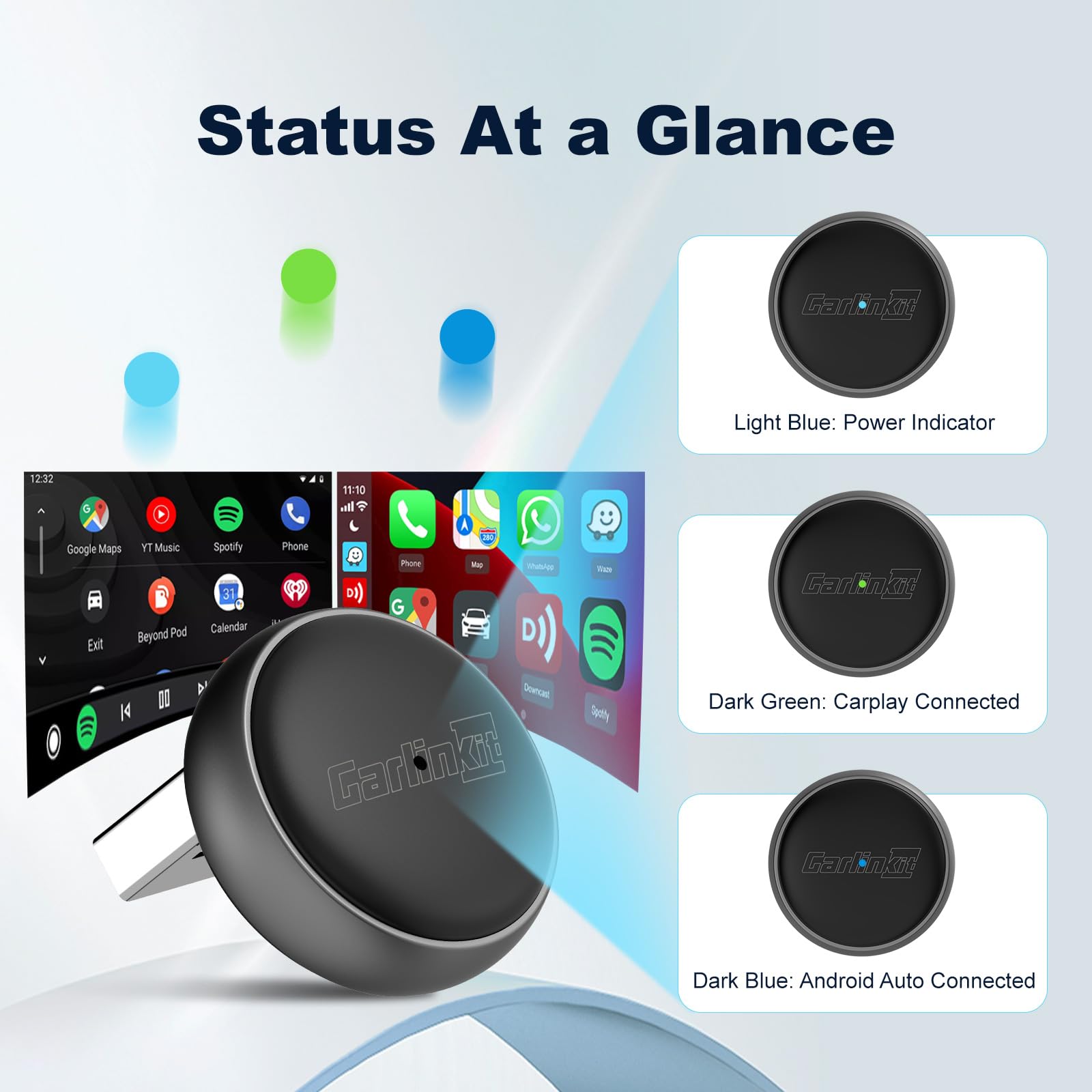 Carlinkit bezprzewodowy adapter CarPlay i Android Auto - Mini Ultra 3 Konwerter OEM przewodowego na bezprzewodowy Dongle dla iPhone i Android 11+, złącze USB-A/Type-C Plug & Play, szybkie połączenie