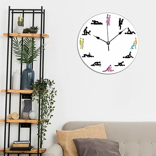 Miniatura 6 de Reloj de pared de regalo para el día de San Valentín, sexo moderno, 12 posiciones, hacer el amor, relojes de pared de PVC de 10 x 10 pulgadas, reloj