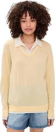 rag & bone Womens Anne Long Sleeve Polo Sweater