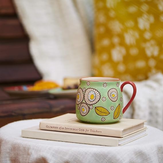 Chumbak Cheer Mug Tableware, Home Decor, Ceramicware, Plates and Platters, Serveware, Kitchenware, Colourful, Unique Chumbak Design, Green, 20 X 20 X 3 cms