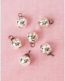 Luna Bazaar Mini Mercury Glass Ball Ornaments (1 to 1.5-Inch, Silver, Ava Design, Set of 6) - Great Gift Idea, Vintage-Style Decorations for Christmas, Special Occasions, Home Decor and Parties