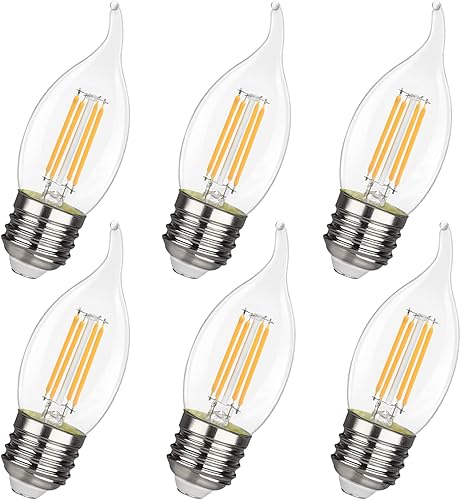 KGC Bombilla LED para candelabro, 2700 K, blanco cálido, 450 lúmenes, bombilla LED Edison regulable, 4.5 W equivalente a 50 W, bombillas LED de vela