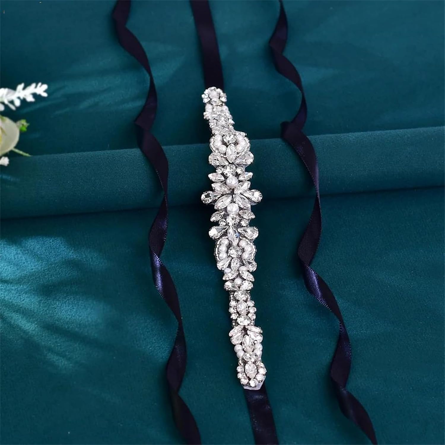 Women’S Boho Style Wedding Belt Featuring Rhinestone And Imitation Pearl Flower Applique For Dresses