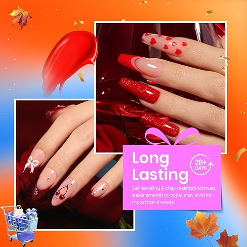 Miniatura 2 de Beetles - Kit de 6 esmaltes de uñas de gel, colección Caramel, esmalte de gel de primavera, color borgoña, rojo y marrón, gel de uñas semipermanete,