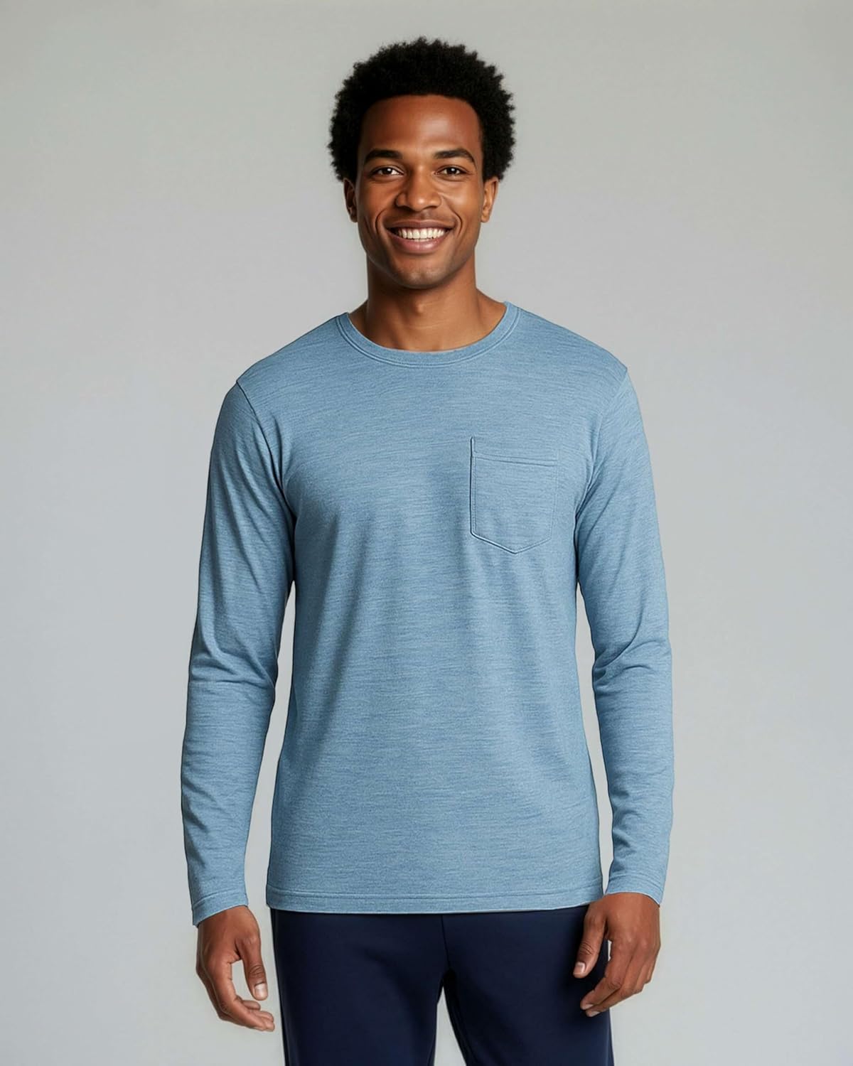 Real Essentials 4 Pack: Men's Dry-Fit Active Athletic Long Sleeve Pocket Crew T-Shirt Outdoors UPF 50 (S-5XLT)