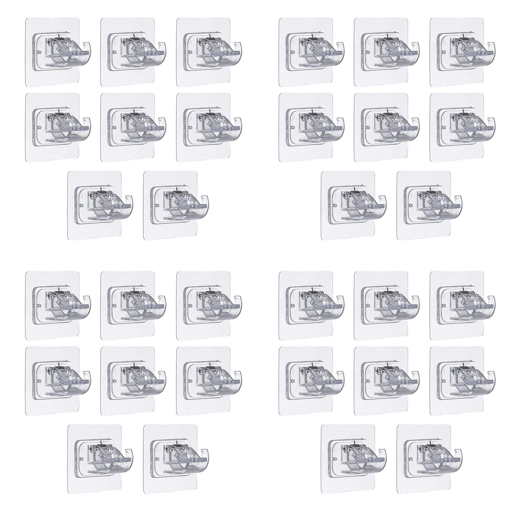 Hndhbfgrt 32PCS Self Adhesive Curtain Rod Bracket No Drill Curtain Rods Brackets Nail Free Adjustable Hooks Storage Hooks Clamp