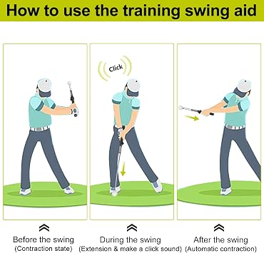 Retractable Golf Swing Aid for Golf Speed Training, Rhythm Click Golf Swing Trainer for Indoor Golf Practice & Outdoor Warm Up, Golf Grip Trainer for Improving Hitting Strength & Tempo | Retractable Golf Swing Aid