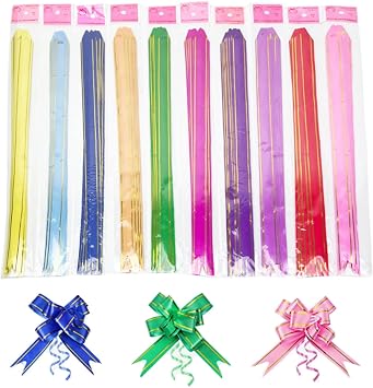 100 Pcs Pull Bows,10 Colors Present Basket Pull Bows for Gift Wrapping for Christmas New Year Birthday Wedding Thanksgiving Party Ornament