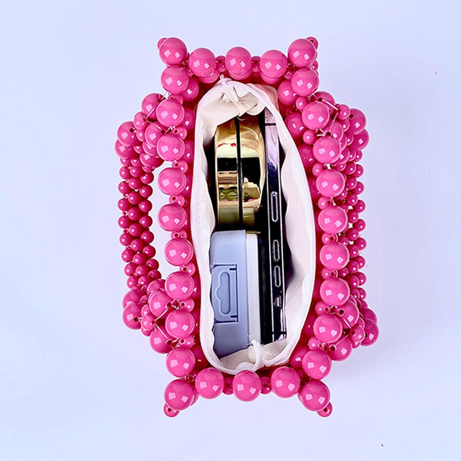 SHESRA Luxury Pearl Purses Shoulder Bag for Women Pearl Bag Handmade Bags Women's Crossbody Beaded Clutch Evening Bag Wedding Party Bridal Party Gifts 18