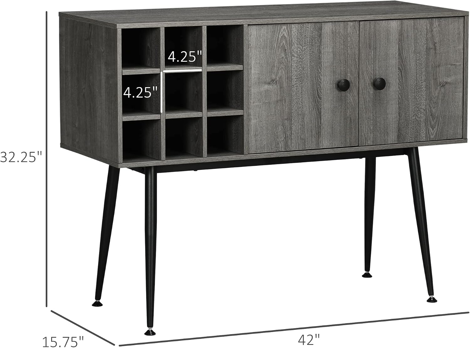 HOMCOM Coffee Bar Cabinet 9-Bottle Wine Rack and Adjustable Shelf, Sideboard Buffet Cabinet Wine Cabinet for Living Room