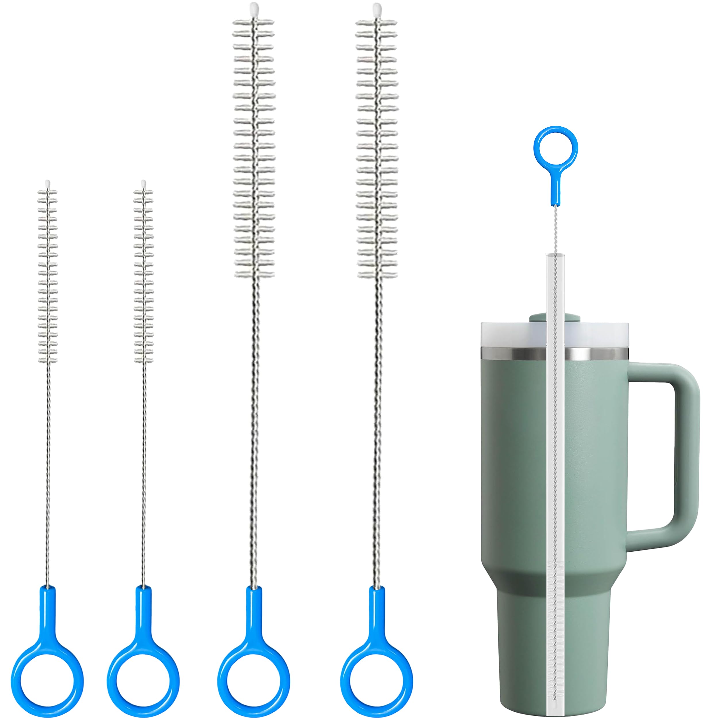 Straw Brush Cleaner for Baby Bottles, 12inch Extra Long Straw Cleaner with 3mm Wide Stainless Steel Wire, 10inch Reusable Straw Cleaning Brush for Water Bottles,Stanley Cup and Travel Mugs.(4-Pack)