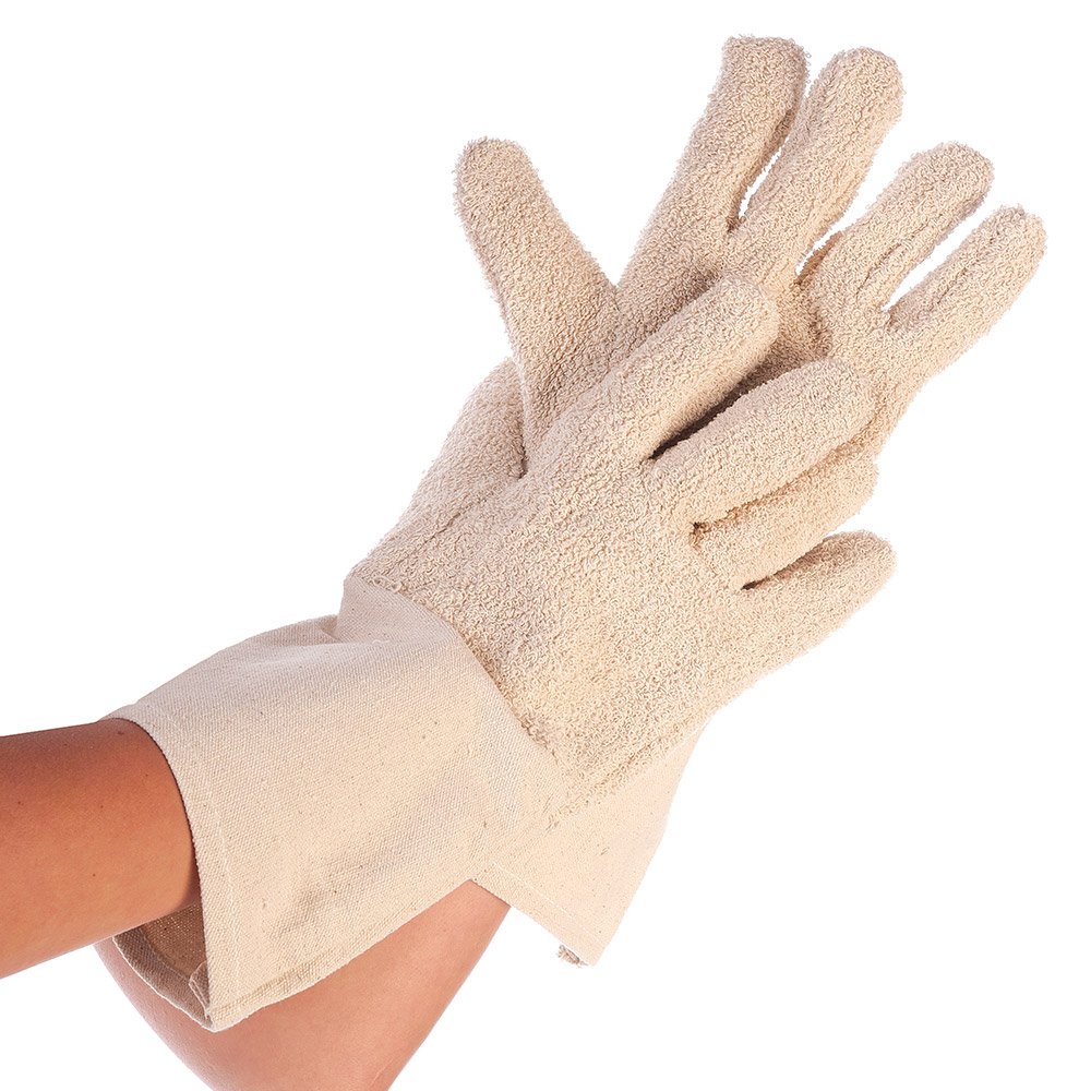 Franz Mensch Hygostar Ofenhandschuhe Bako Finger, Natur, 35 cm | Baumwolle, 6 Paar, Hitzeschutzhandschuhe, Topfhandschuhe, Kochhandschuhe, Backofenhandschuhe