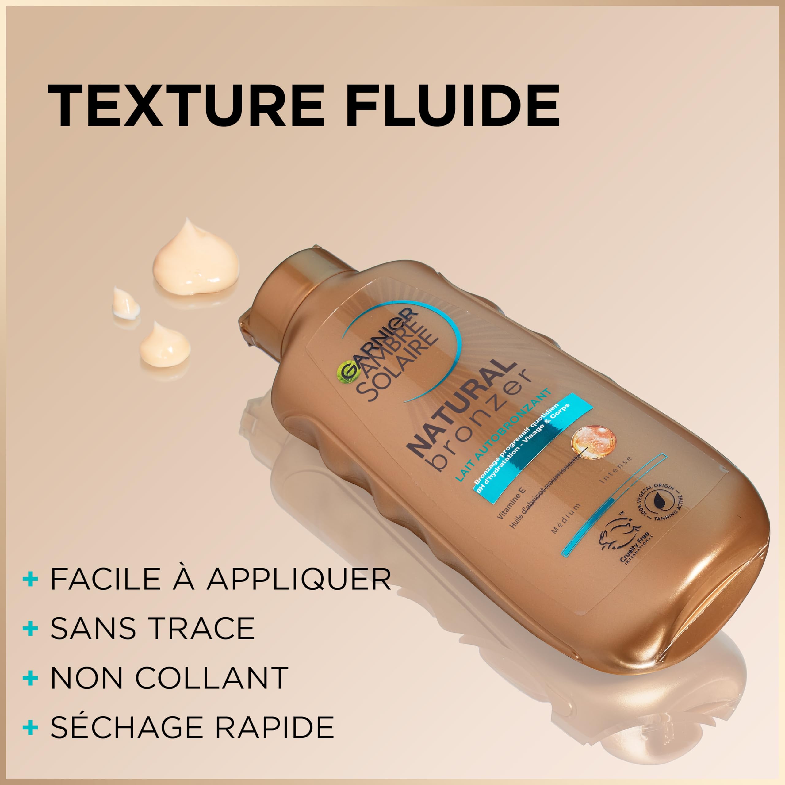Garnier Ambre Solaire Natural Bronzer Lait Autobronzant Graduel et Hydratant 8h avec Huile d'abricot et Vitamine E - 3 Flacons de 175ml