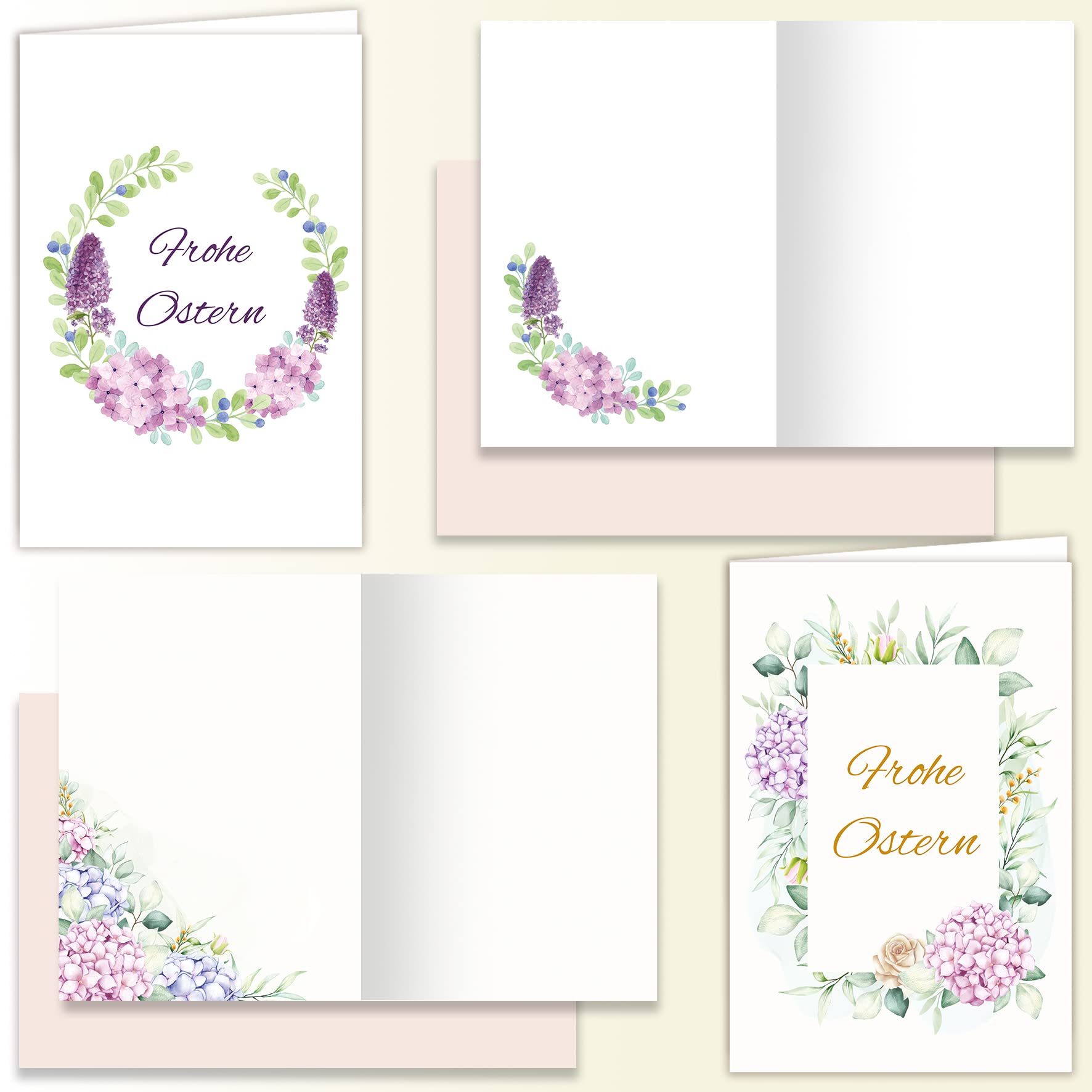 Easter Cards with Envelope Folding Cards Set of 12 A6 Hinged in Delicate Pastel Shades and Floral Pattern Greeting Cards Happy Easter Cards Card Set Envelopes Beige - Image 4