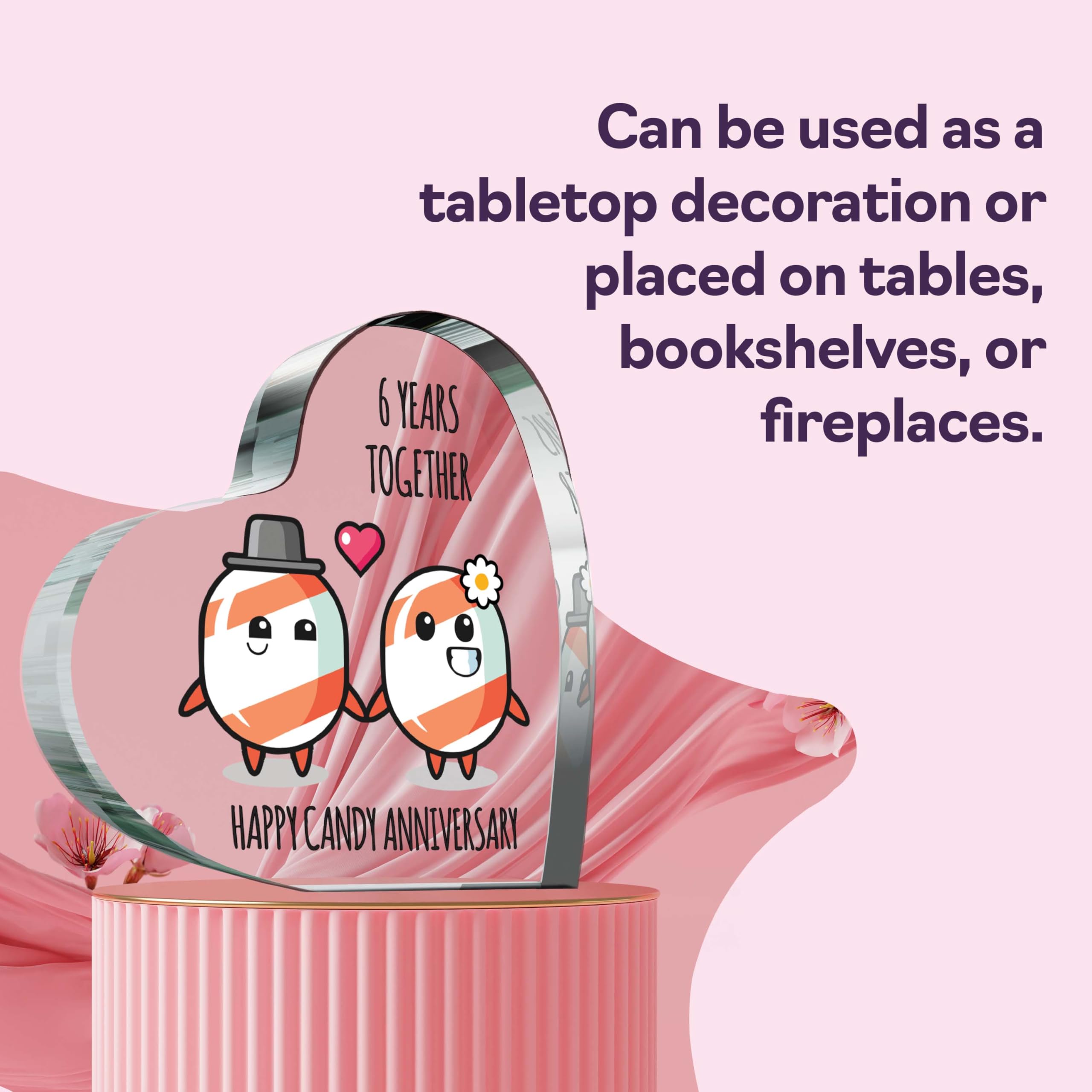 6th Anniversary Plaque Gifts for Wife Husband, Happy Candy Anniversary - Image 3