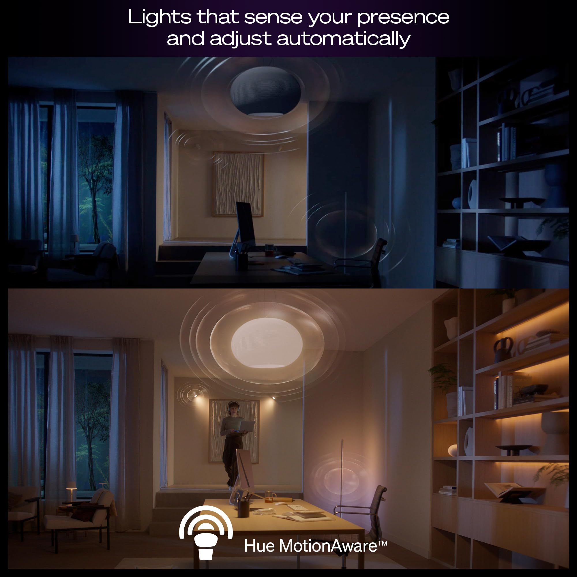 Philips Hue Starter Kit: Bridge Pro + 4 A19 E26 Smart Bulbs, White & Color Ambiance, dimmbar, Smart Light Hub, Works with Apple Home, Alexa, Google, Samsung SmartThings