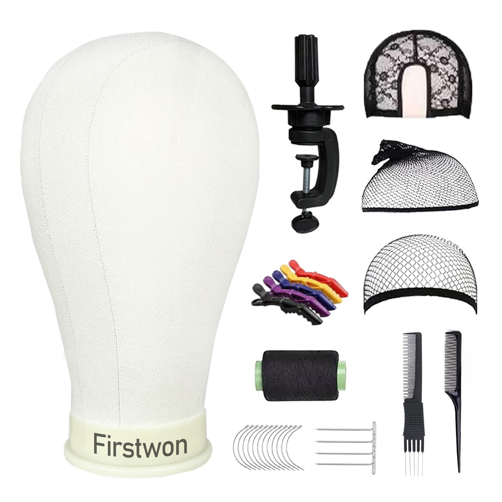 22-Inch Canvas Wig Head Mannequin with Tripod Stand