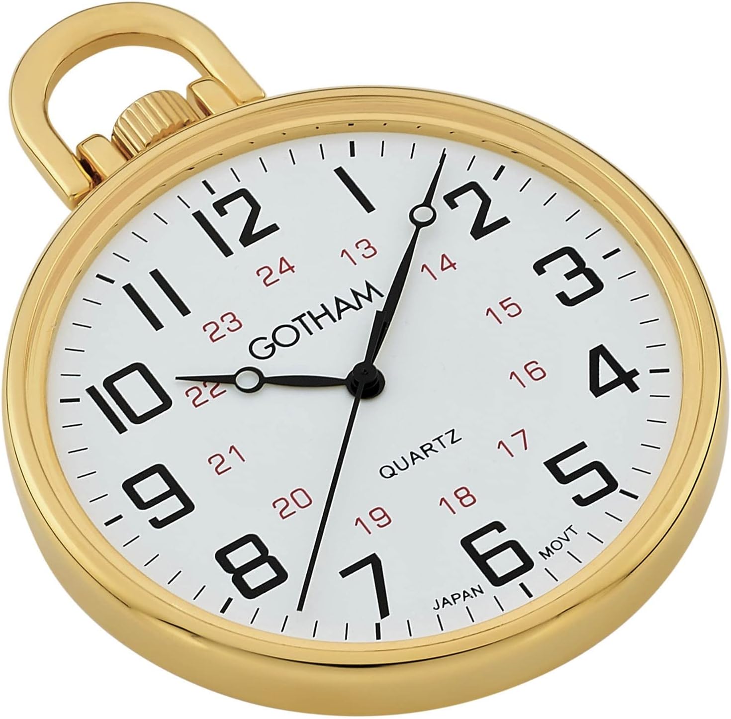 Gotham Men's Gold-Tone Ultra Thin Railroad Open Face Quartz Pocket Watch # GWC15026G