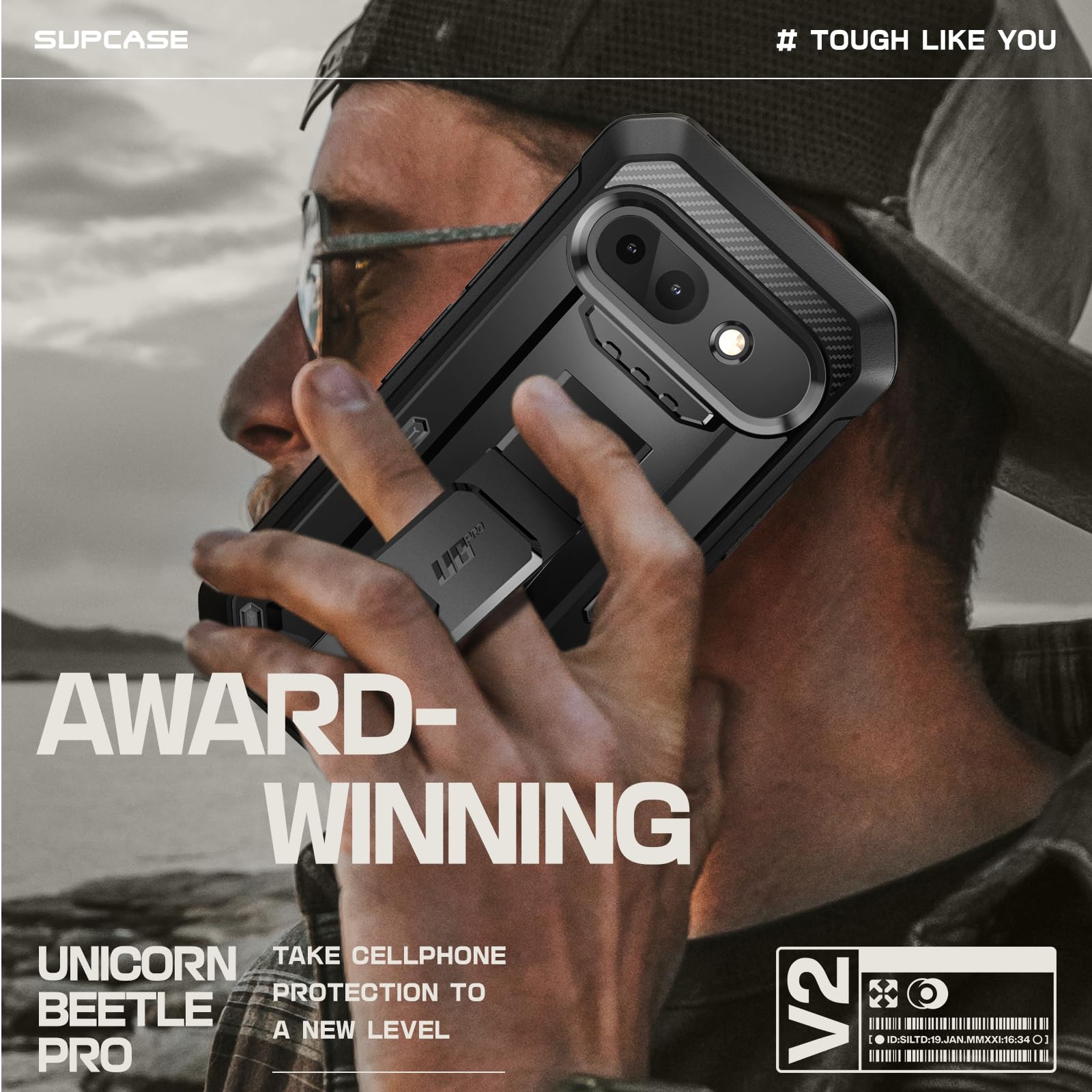 SUPCASE Outdoor Hülle für Google Pixel 9A, 360 Grad Handyhülle Bumper Case Robust Schutzhülle Cover [Unicorn Beetle Pro] mit Displayschutz, Ständer und Gürtelclip für Pixel 9A 2025 (Schwarz)