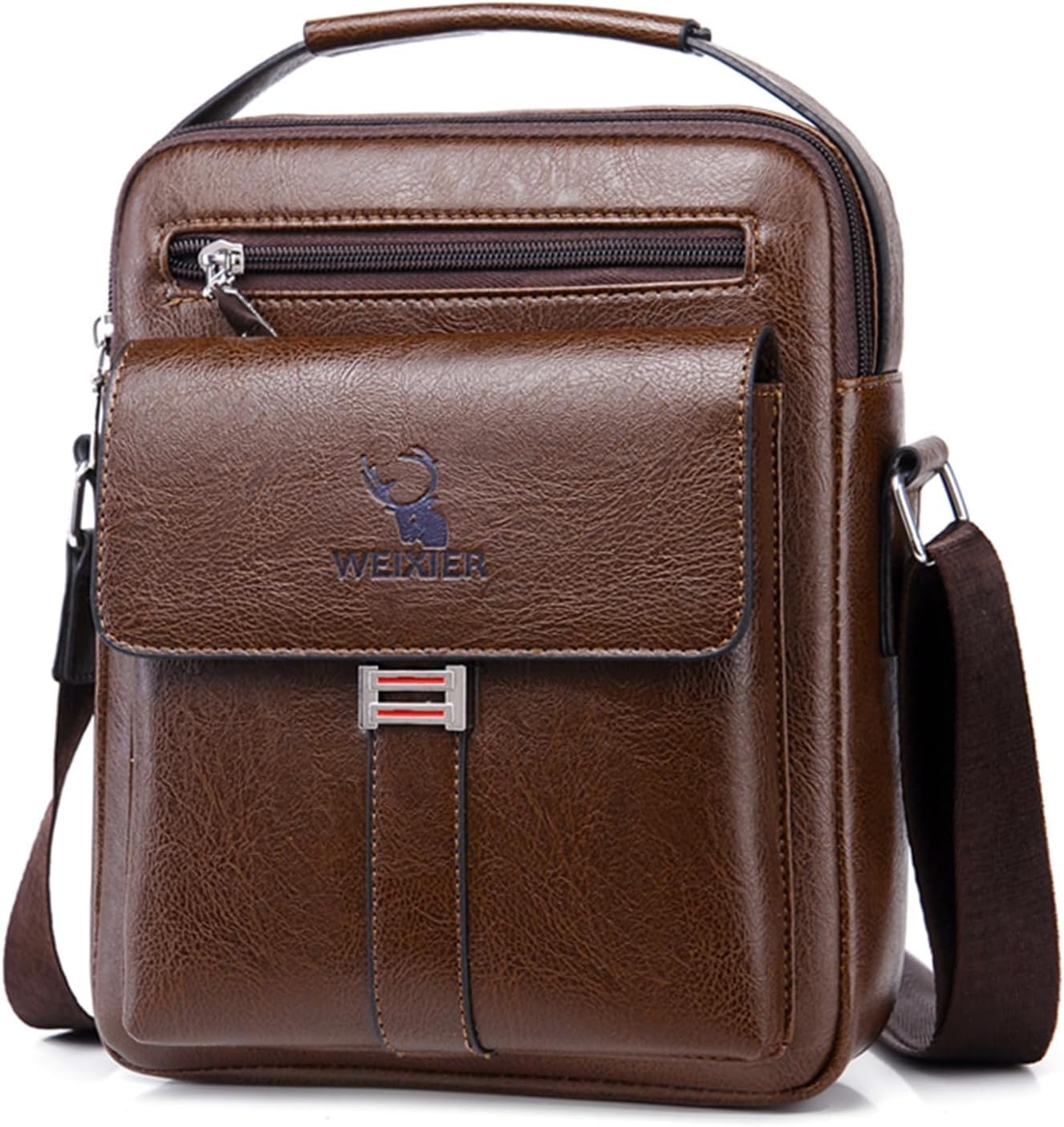 Messenger Bag for Men Crossbody Shoulder Purse Small Vintage PU Leather Satchel Pouch Side Crossover Handbag