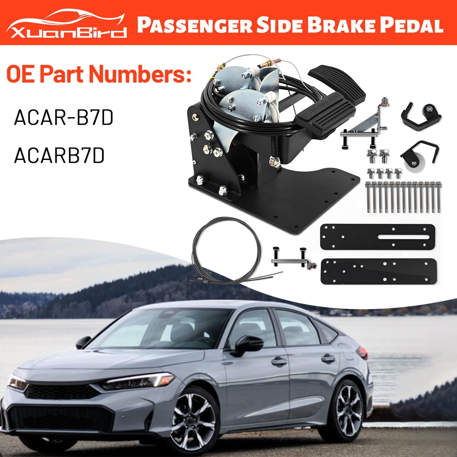 Dual Control Pedal for Right Hand Drive | Passenger Side Universal Gas and Brake Pedal RHD Conversion Kit for Driver Education Training Vehicles, Postal Carrier, Instructors | Replace ACAR-B7D