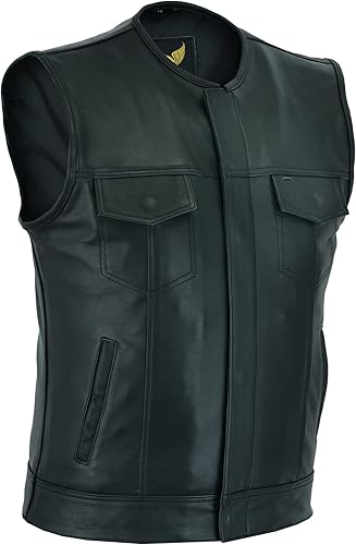 Leatherick SOA Club & Traditional Paisley Satin Liner - Chalecos de motociclista de cuero negro para hombre