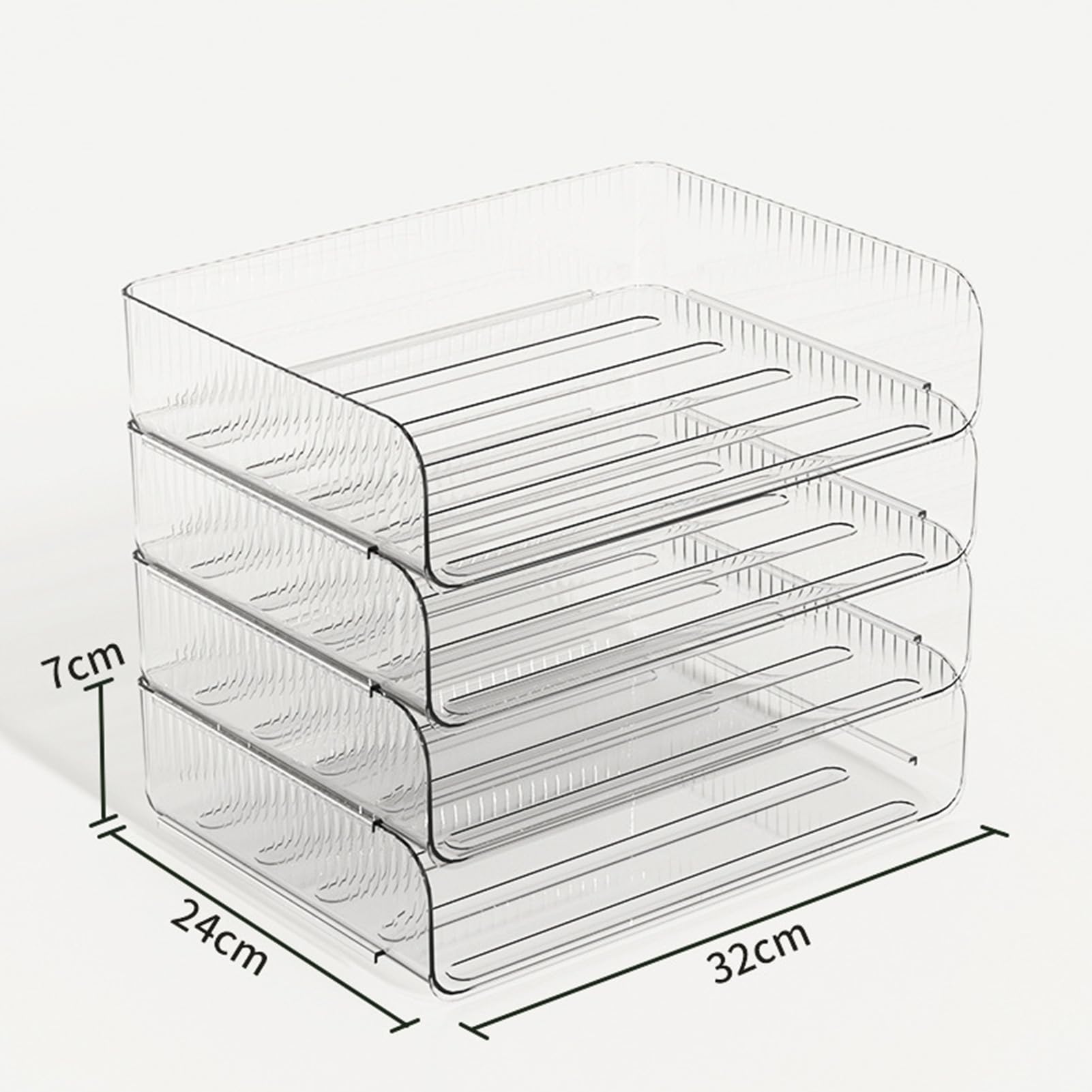 bandeja apilable para organizador de papel, diseño transparente, cuatro compartimentos, material plástico duradero, solución de almacenamiento flexible para