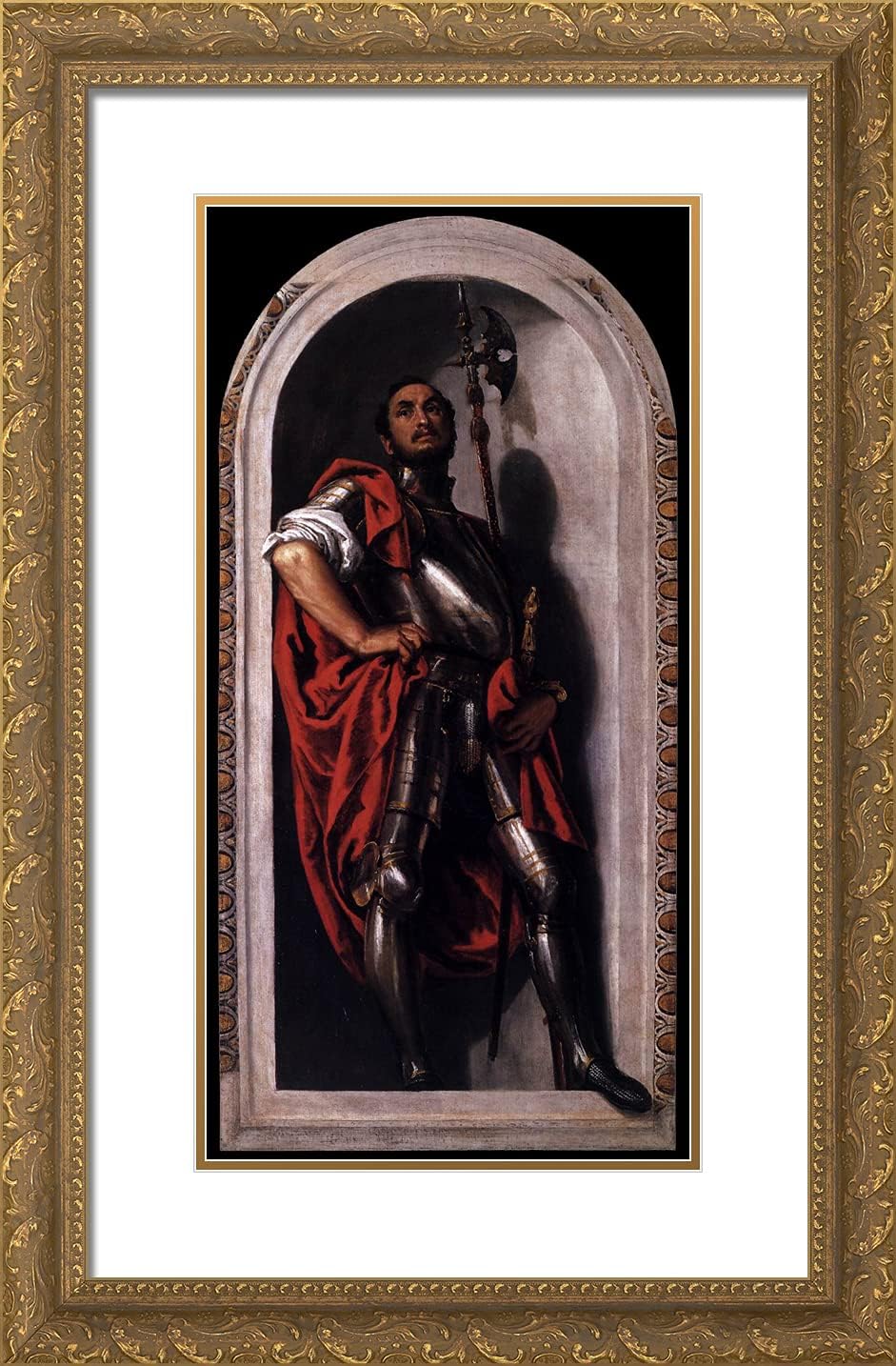 ArtDirect Veronese, Paolo 16x24 Gold Ornate Framed Art Print with Double Matting Titled: St. Mennas