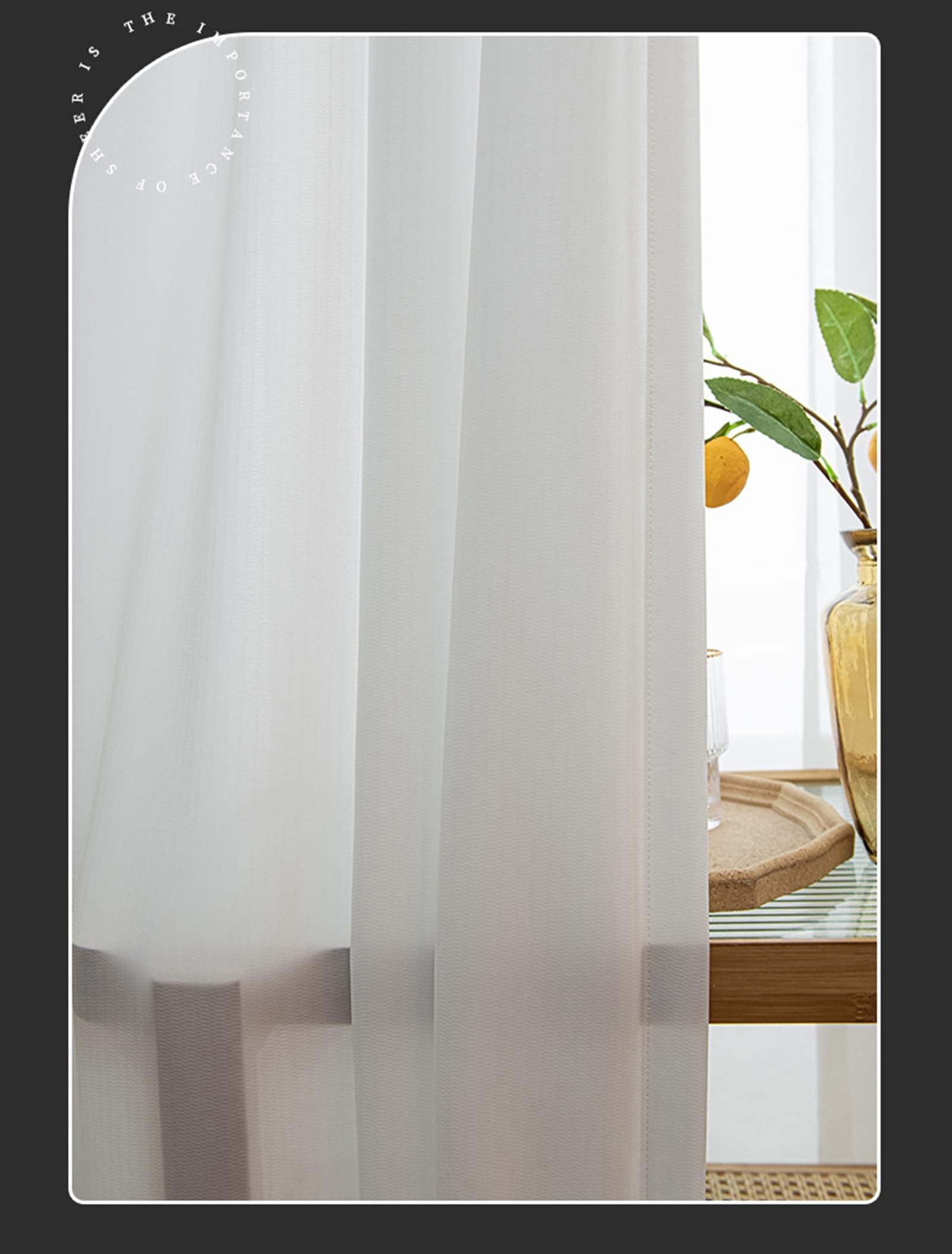 Rideau Fenêtre Semi Transparent 132x214, Rideaux Voilage pour Chambre Polyester Aspect Fil Blanc, Oeillet, Lot de 2