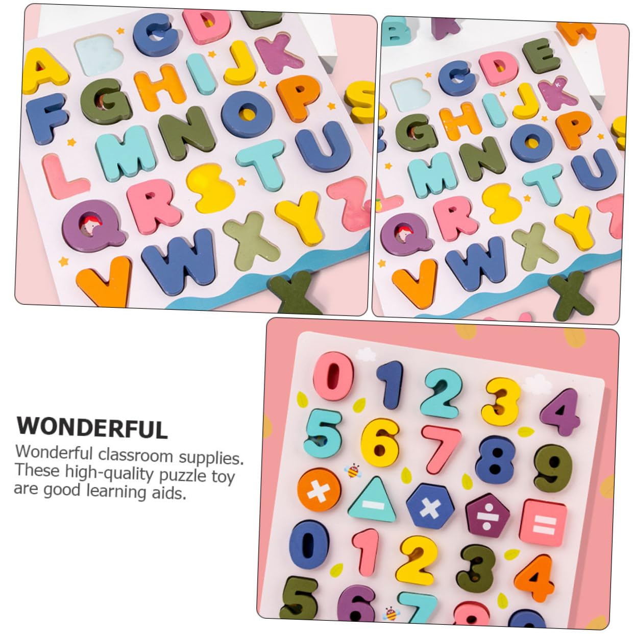 2 Juegos Bloques Educativos de Madera para Puzzles de Letras y Números Juguetes Didácticos para Reconocimiento y Aprendizaje Temprano Infantil para Desarrollo Cognitivo