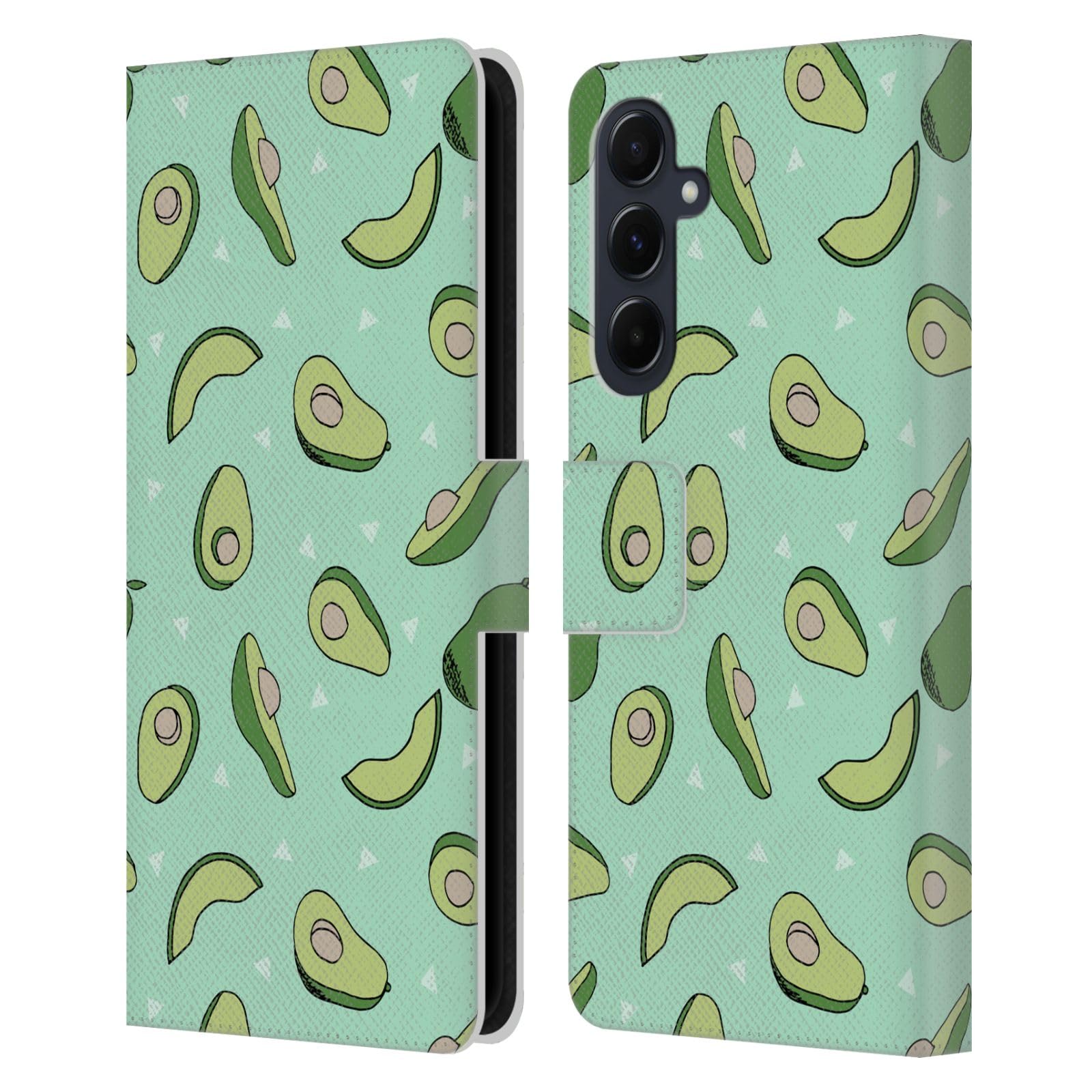 Head Case Designs Officially Licensed Andrea Lauren Design Avocado Food Pattern Leather Book Wallet Case Cover Compatible With Samsung Galaxy A55 5G