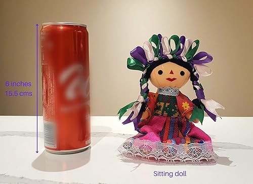 Miniatura 3 de ALKIMIA INC Muñeca de trapo tradicional mexicana hecha a mano Maria Lele - 7 pulgadas - Rosa