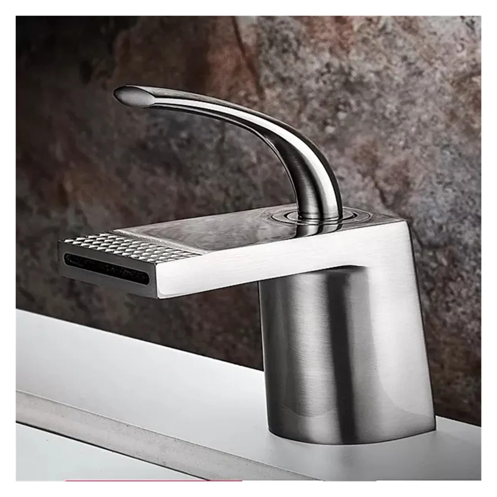 BHFPFZA ry Rose d & Black Waterfall Basin Faucet - Hot & Cold Mixer Tap for Bathroom & Kitchen Sin - Ele Household Faucets