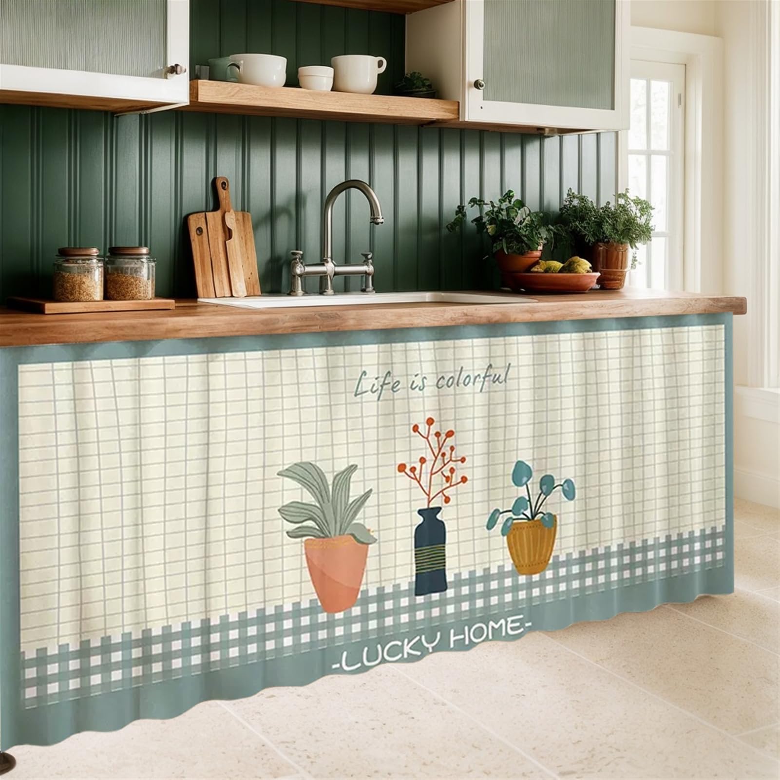 Tende da Cucina Café Tenda da Bistrò Bagno Tenda Antipolvere per Mensole Pannello a Parete Porta Sospesa Noren Tenda, Gancio e anello autoadesivo, Grigio, 120x100cm