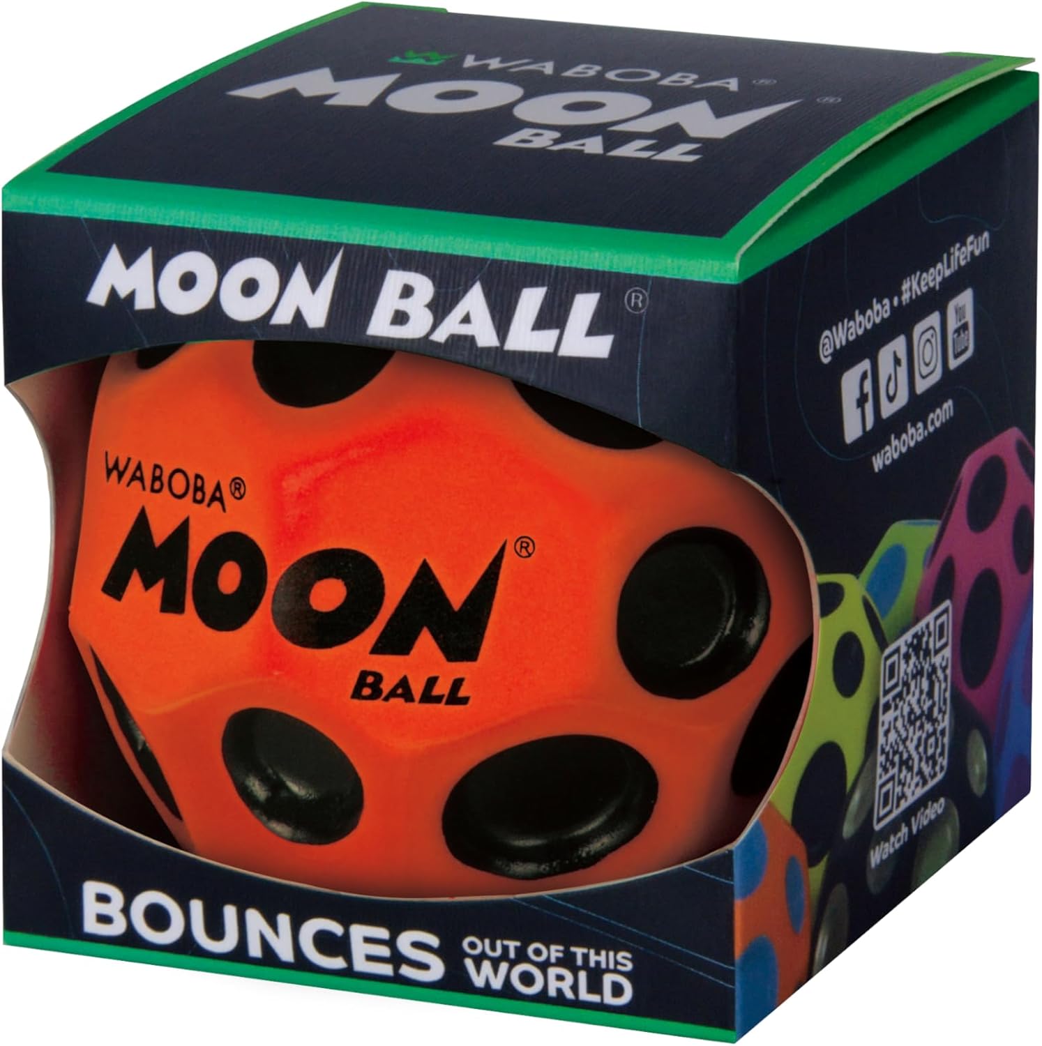 Waboba The Original Moon Ball - Hyper Bouncy Ball – Makes Pop Sound When Bounced - All Ages Extreme Bounce & Fun - Perfect for Active Play & Indoor or Outdoor Games